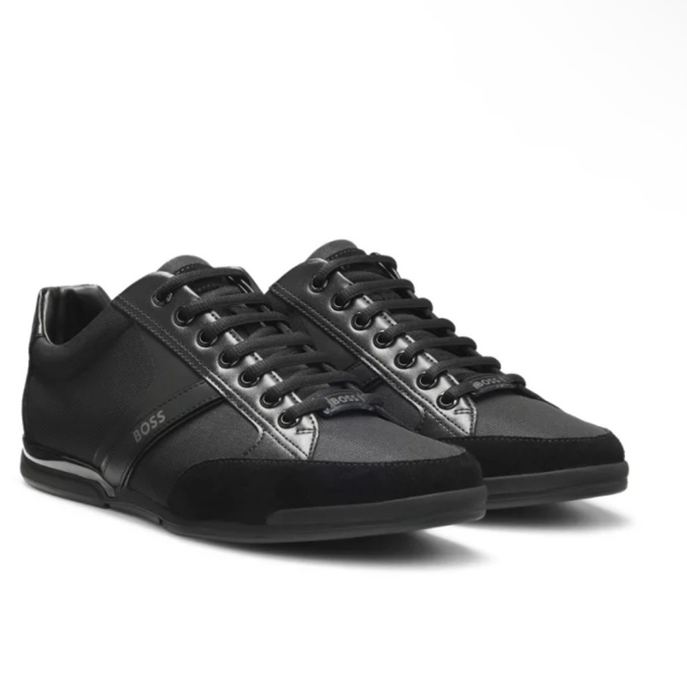 HUGO BOSS BLACK WITH SUEDE SHOES SATURN LOWP MX A_N 50498265 Size 7 M